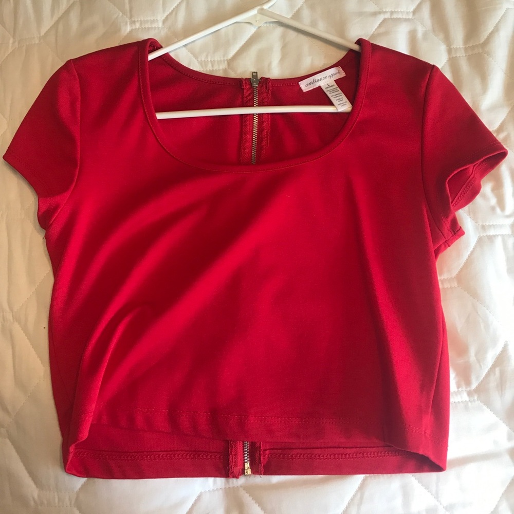 Red long crop top