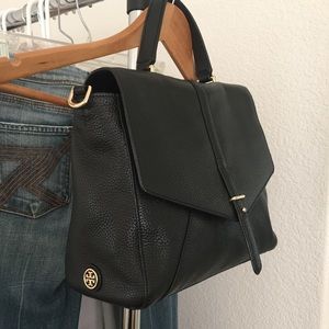 Tory Burch 797 Satchel black bag. Medium size