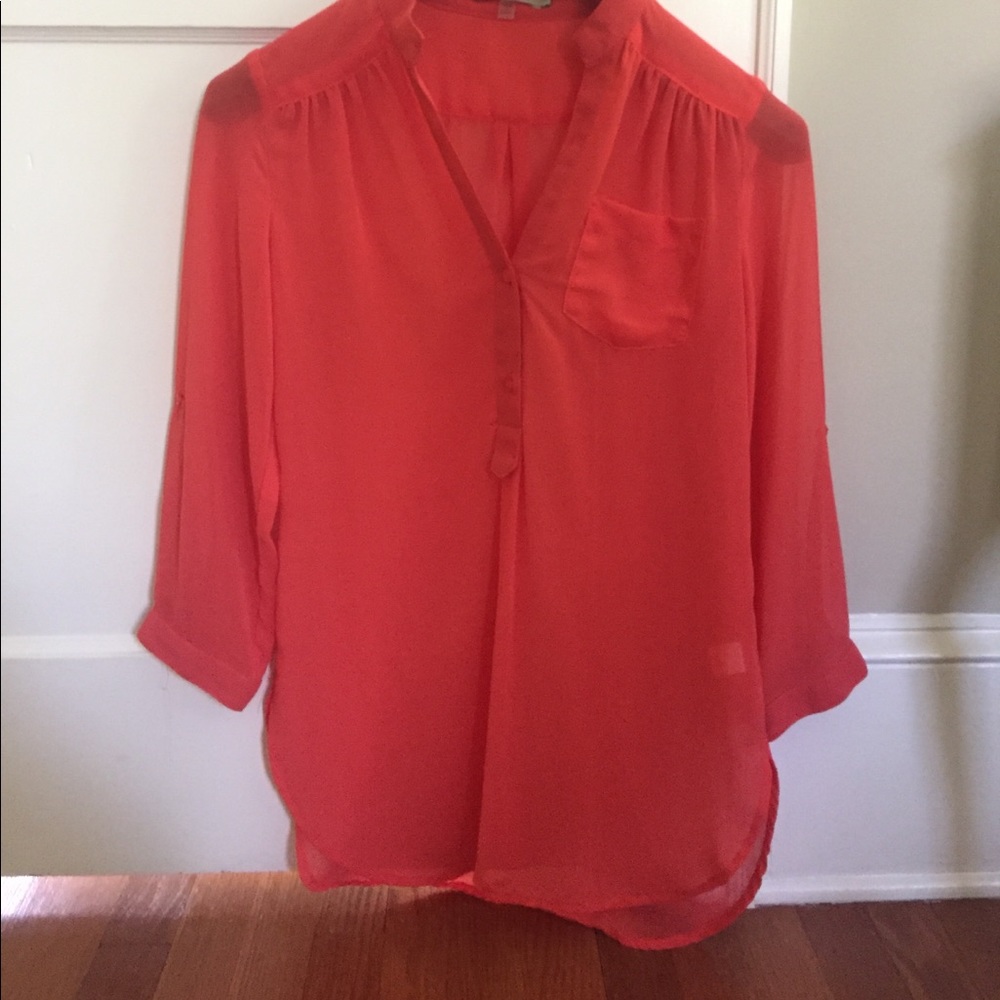 Coral button-up shirt