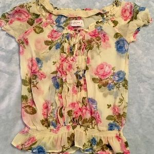 Sheer Floral Peplum Blouse