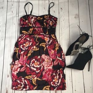 Tea Floral Satin Floral Dress