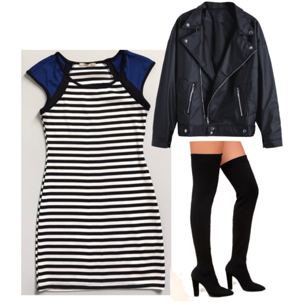 Macys Color Block Pinstripe Dress