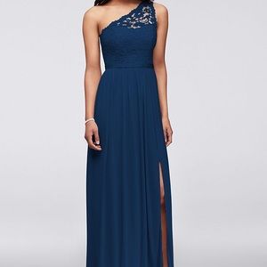 Long One Shoulder Lace Dress