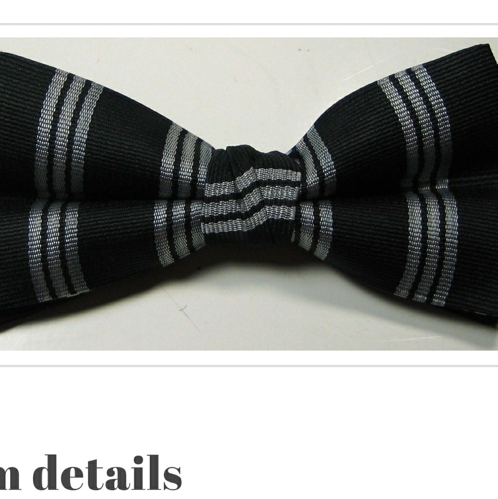 ULTRA RARE Rich Black Silver Stripe Bow Tie Pre Ti