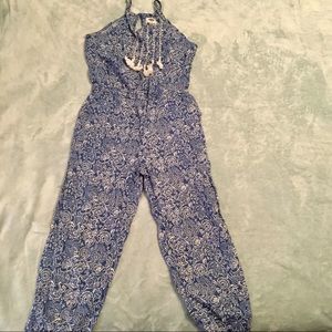 Blue and White Patterned Jumpsuit (Girls)