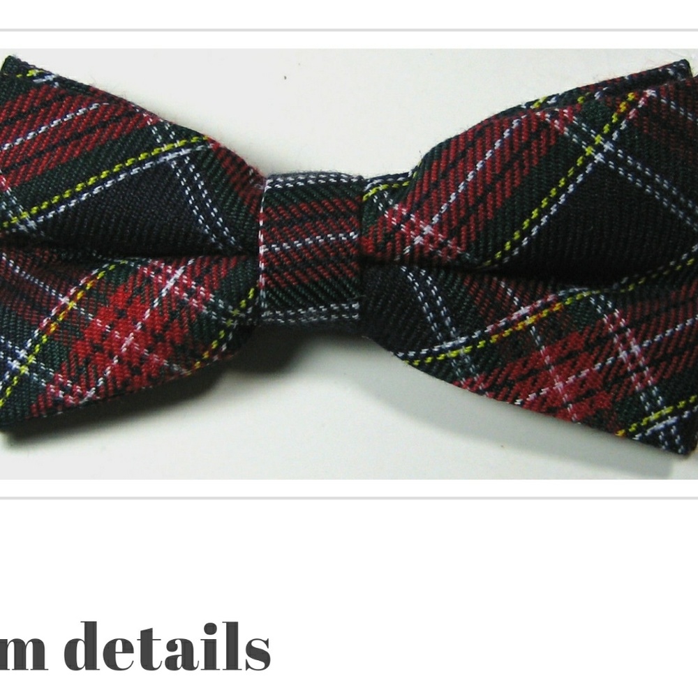 ULTRA RARE Navy Red Gold Green Plaid Bow Tie