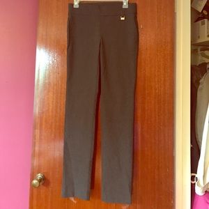 Gray straight leg trousers