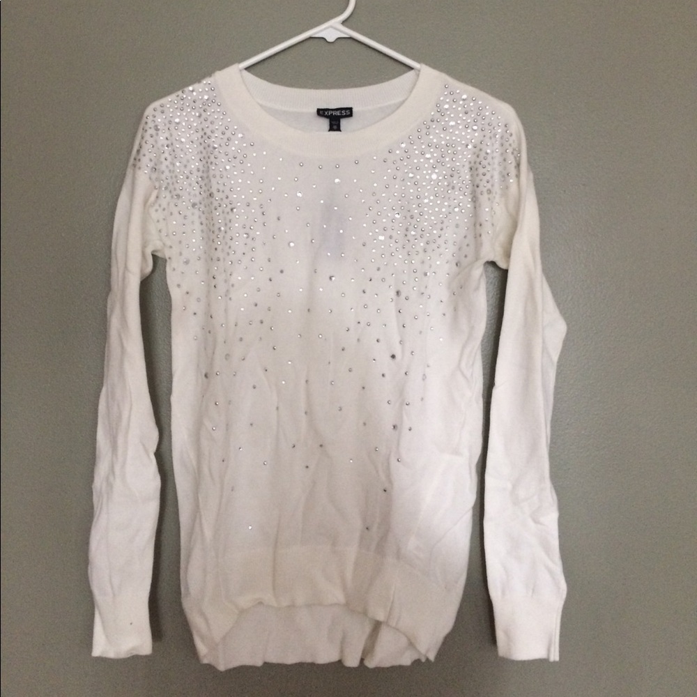 Express white sweater with bling