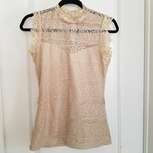 Boutique Nude Beige Color Lace Blouse