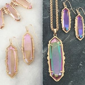 RARE Kendra Scott Rose Gold Peach Iridescent Set