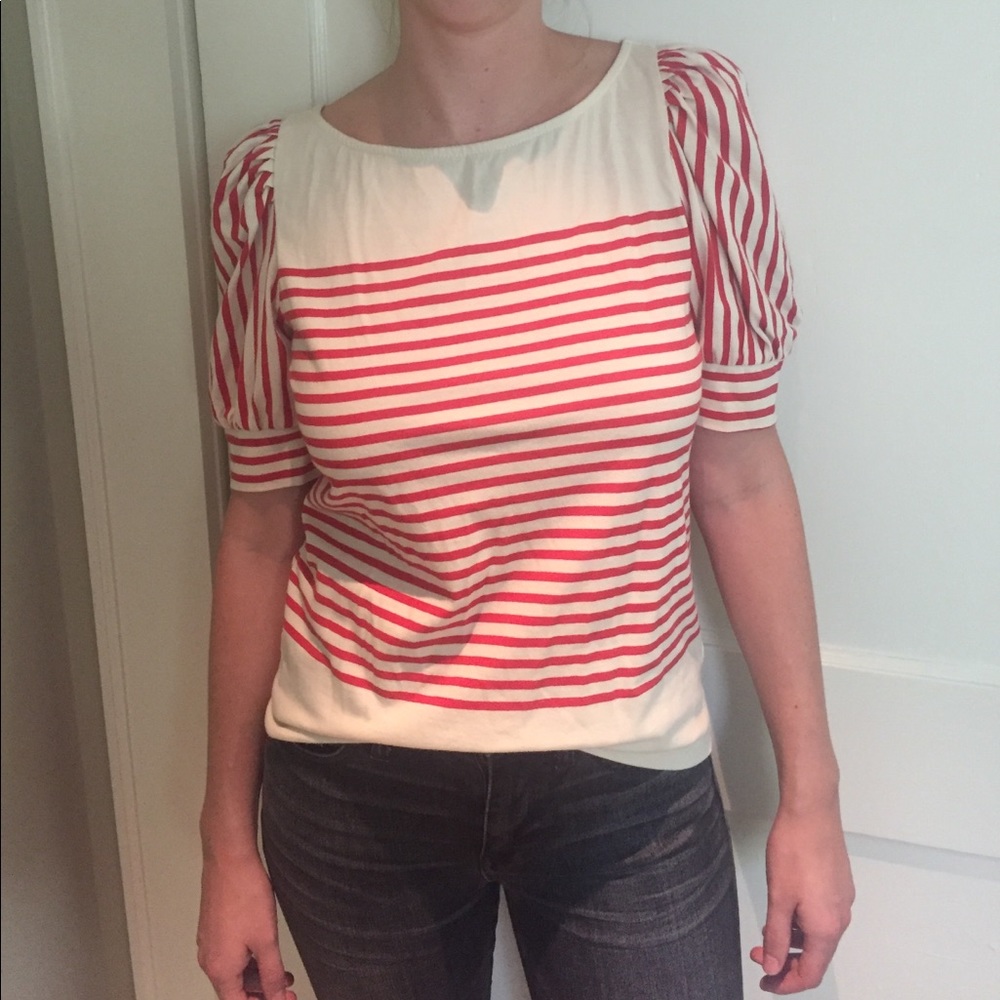 Urban Outfitters White and Red Stripped Shirt