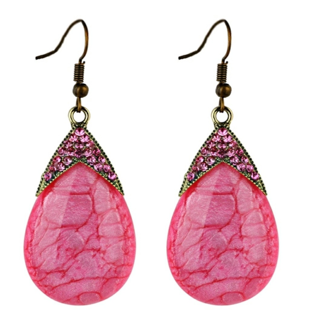 Pink stone dangle earrings