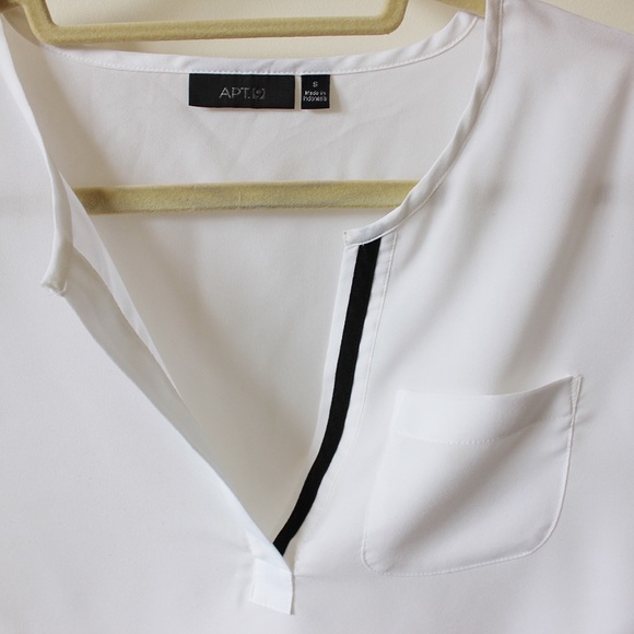 White Blouse with Black Trim - Picture 3 of 3