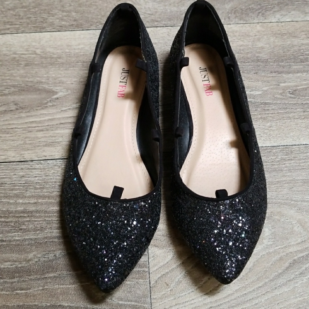 Justfab glitter pointed toe flats