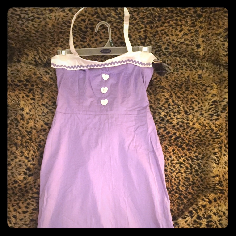 Lavender retro dress with heart buttons