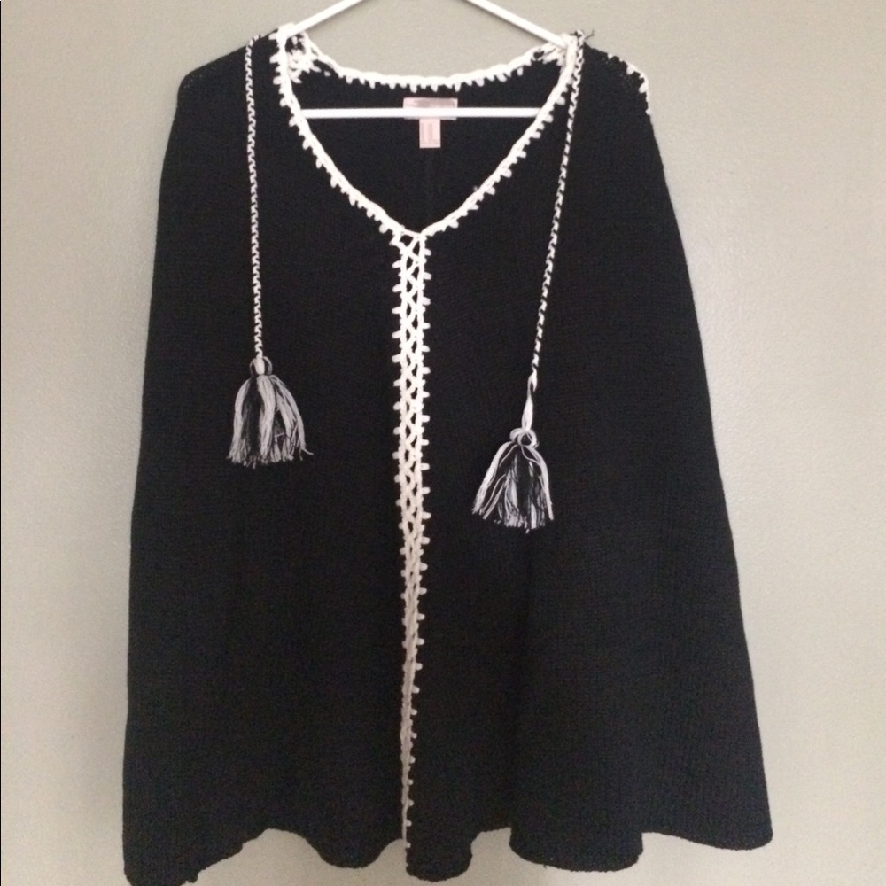 Black and white poncho