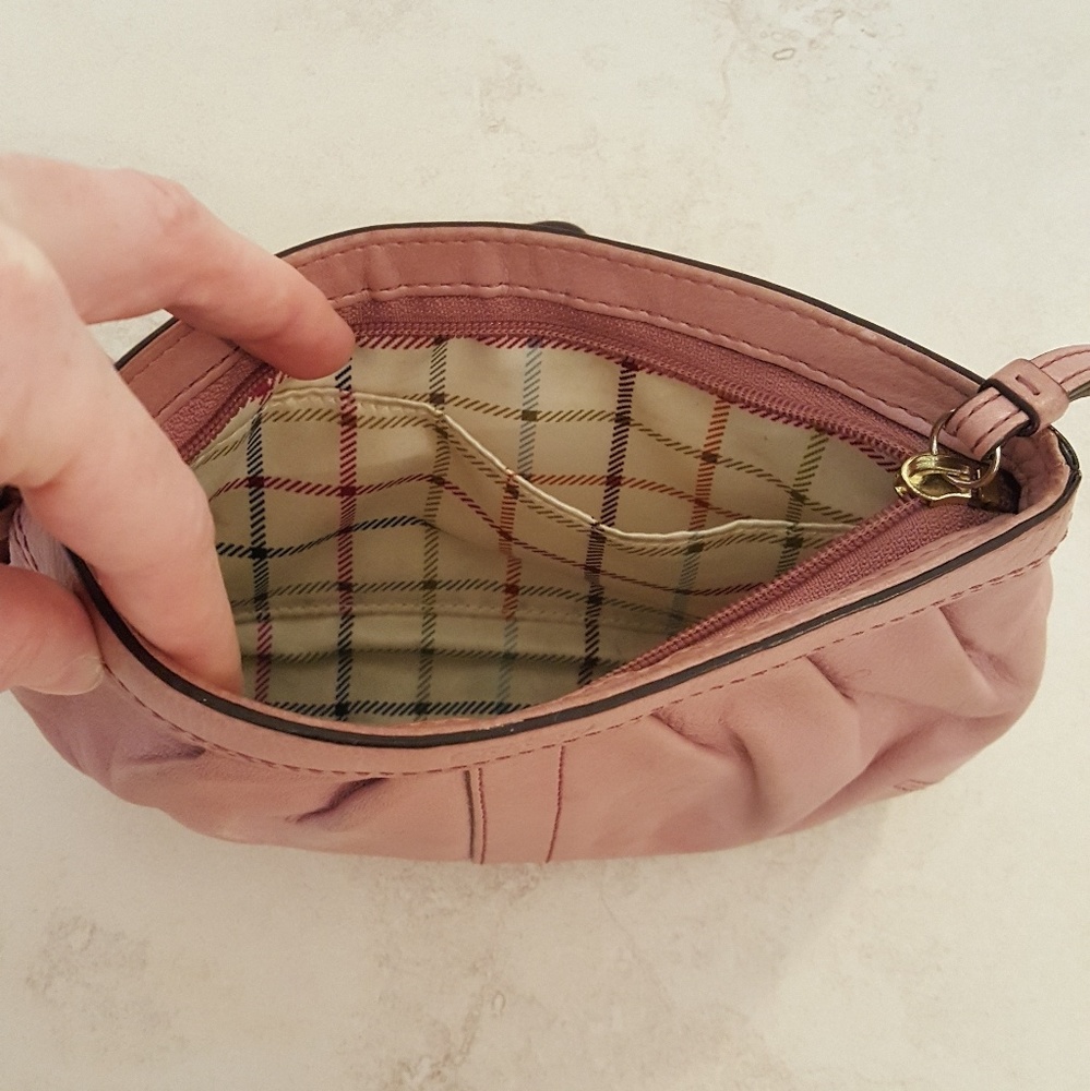 Pale Pink Leather Coach Bag, Wristlet, Used