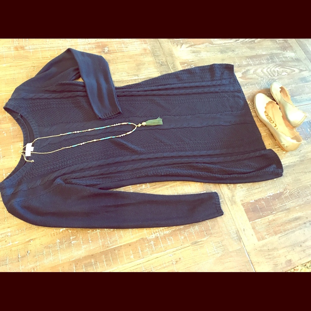 Navy Sweater Dress Charing Charlie