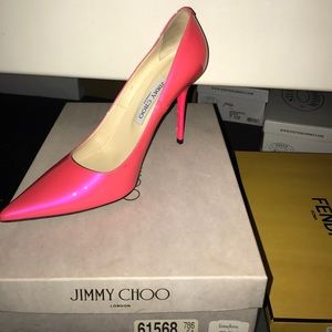 Jimmy Choo neon patent pumps,size8,slightly worn.