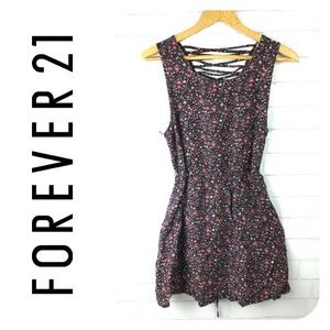 Forever 21 Skater dress Floral romantic pink black