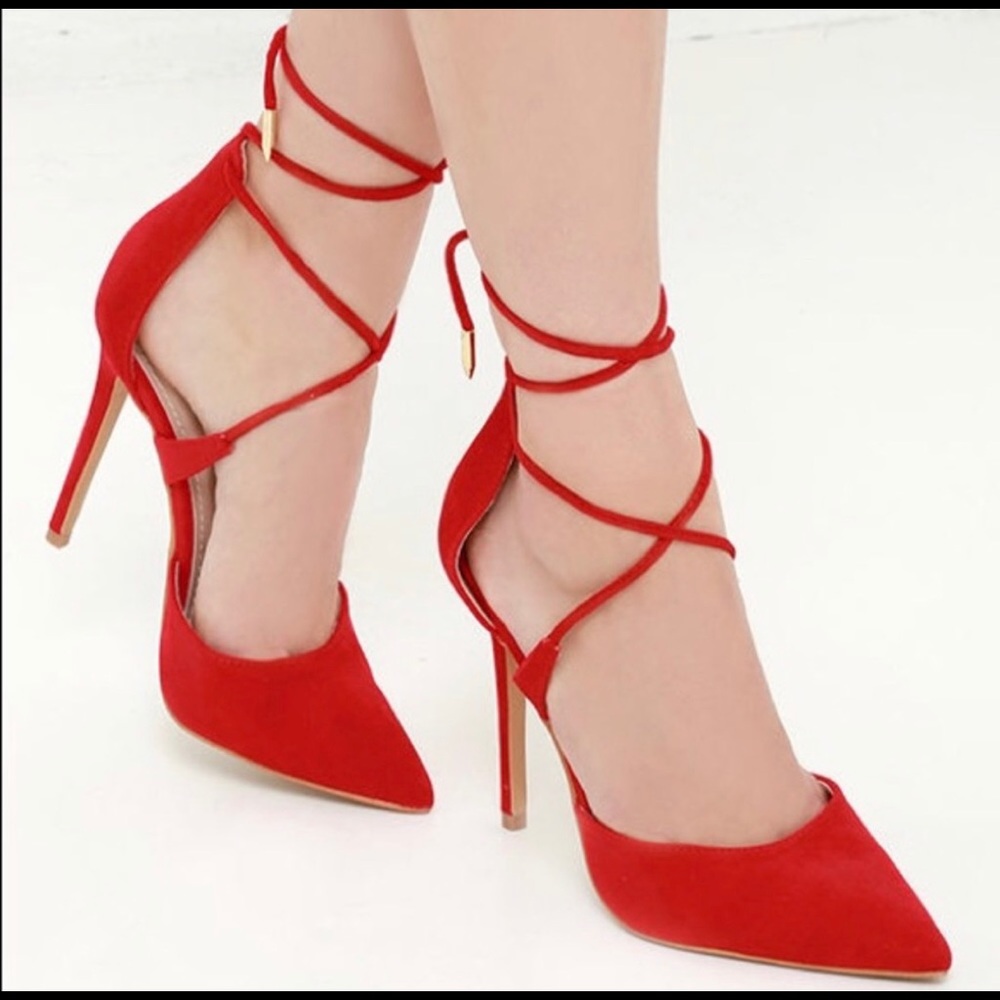 Lulu's strappy red heels