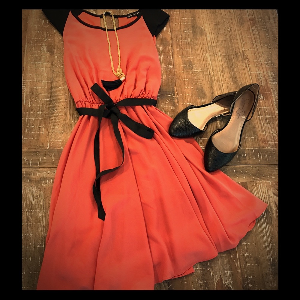 Orange and Black Mini Dress NWOT
