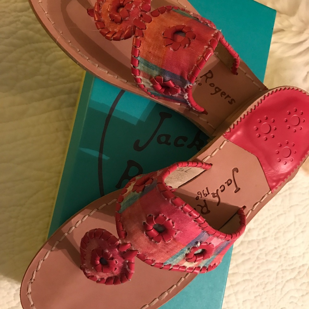 Jack Rogers pink plaid new Sz 6.5