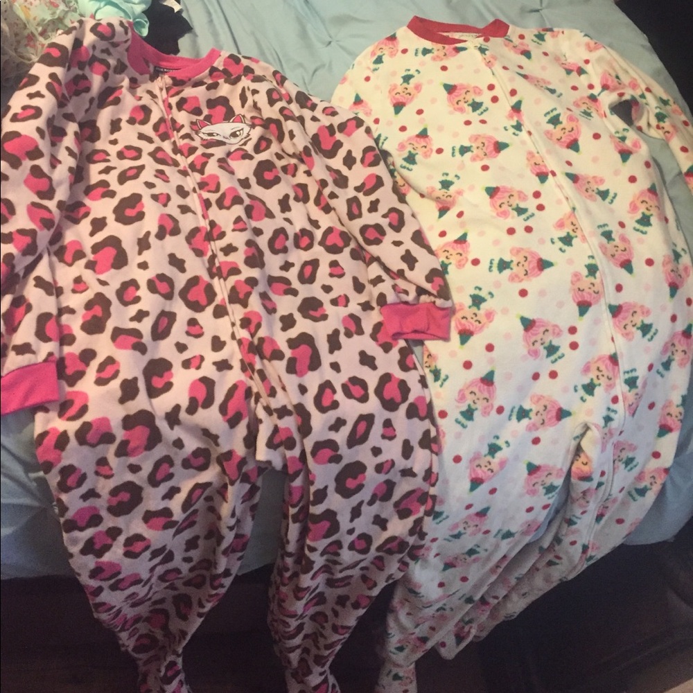 2 size 12 girls onsie pjs