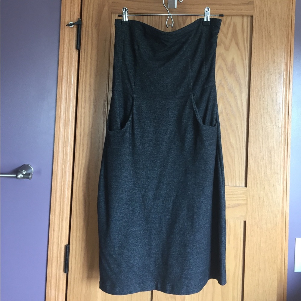 Strapless sweater dress with pockets