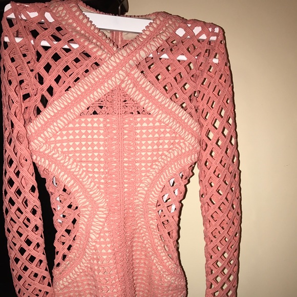 Missguided Dresses & Skirts - Carli Bybel Long Sleeve Lace Bodycon Dress Pink