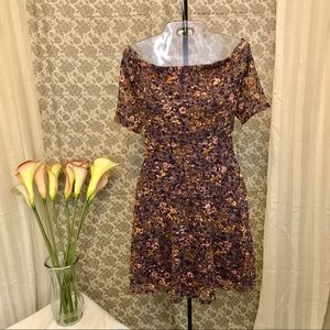 Floral Lace Overlay Fit and Flare Dress Size L