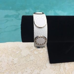 White Leather Wrap Bracelet Star Enamel