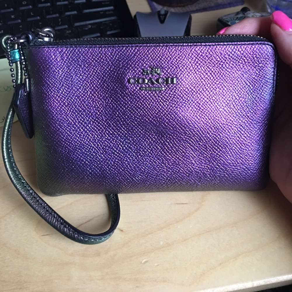 Coach hologram zip wristlet