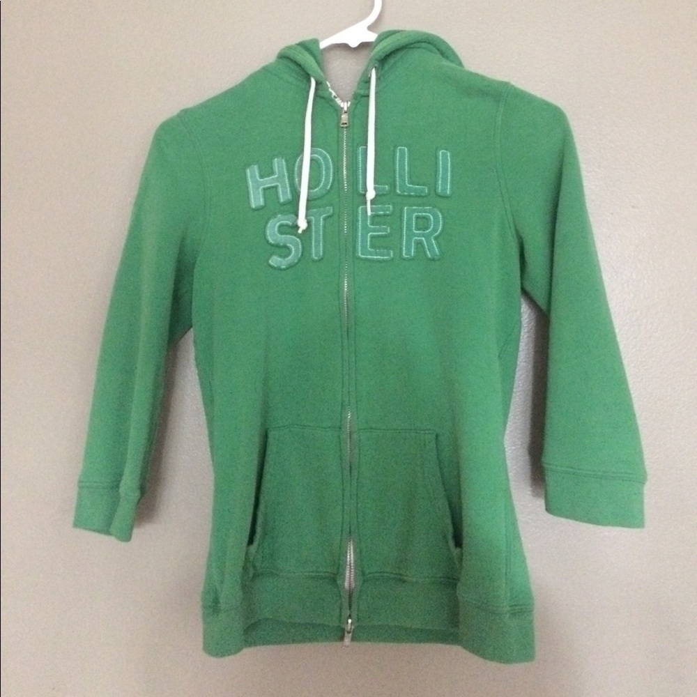 Green Hollister zip up hoodie