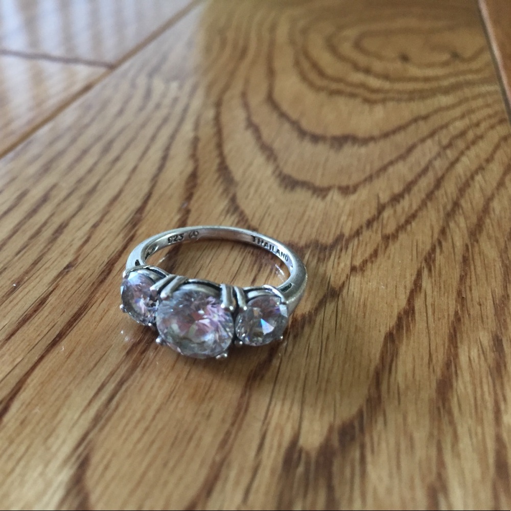 Sterling Silver Size 7 Ring With CZs