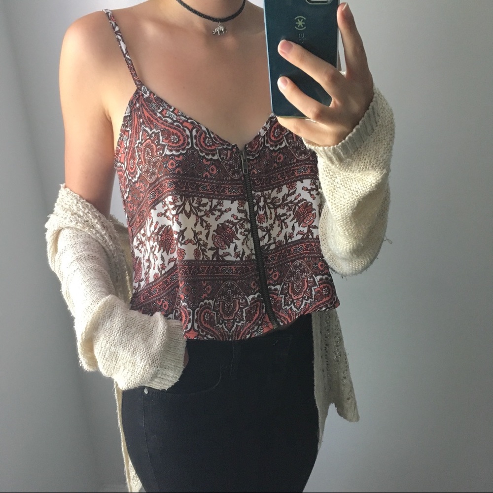 Zipper Front Crop Top