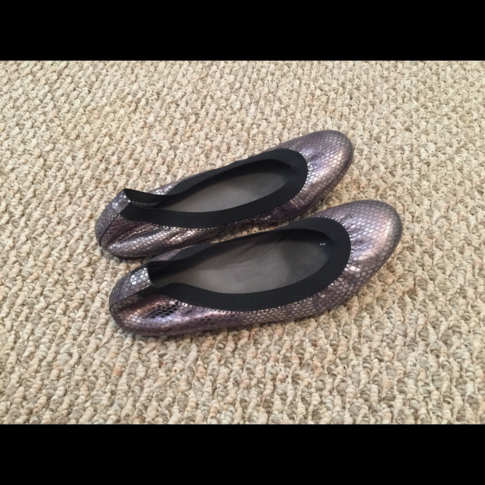 Metallic slip on ballet flats