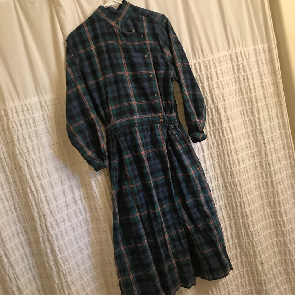 Vintage Eddie Bauer Plaid Prairie Dress Medium GC
