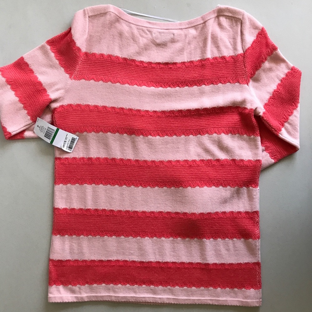 {Tommy Hilfiger} Pink Stripe Pullover Sweater - Picture 2 of 5