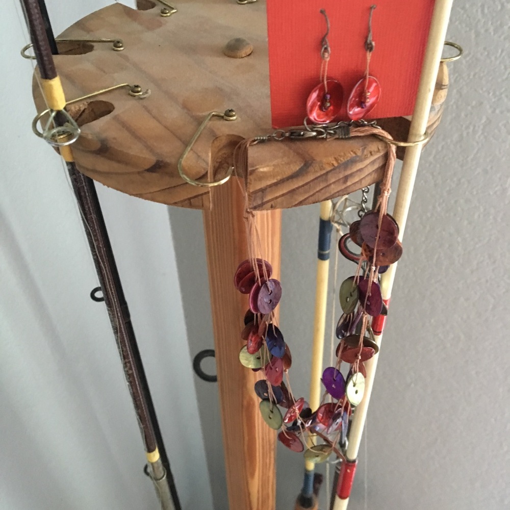 Multi-colored shell button necklace and earrings