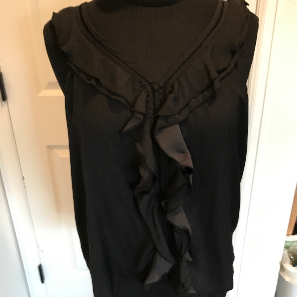 Black ruffle detail blouse