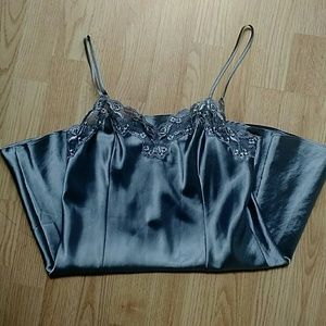 Victoria's Secret Nighty Gray Silver Lacy Small