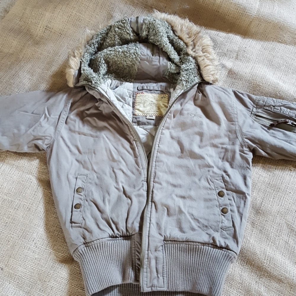 Alpha Ind. quilted hooded cotton bomber.