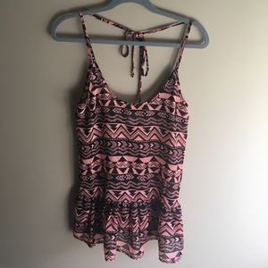 TOBI pink and black Aztec top