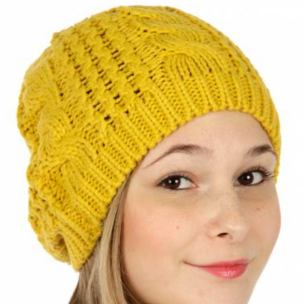 *HP* Mustard Cable Knit Beanie