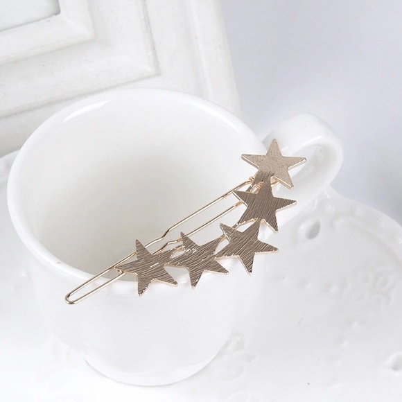 Gold Metal Bow Hair Pin + Gold Star Hair Pin - Picture 2 of 2