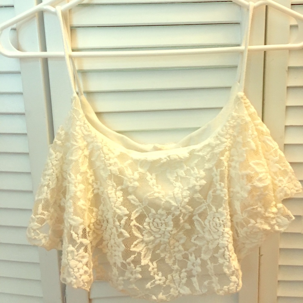 Cream lace crop top