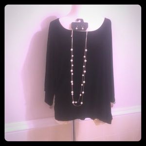 Double Strand Rose Gold/Pearl Necklace & Earrings