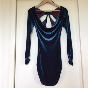 3/4 Sleeve Blue/Purple Iridescent Scrunch Dress
