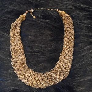 Bronze Beaded Woven Necklace